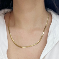 Minimalist Unisex Herringbone Snake Chain Choker 4